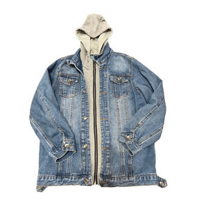 MaCam Kids Blue Denim Jacket Size 150 US SZ 12 Hoodie Sweatshirt Gray